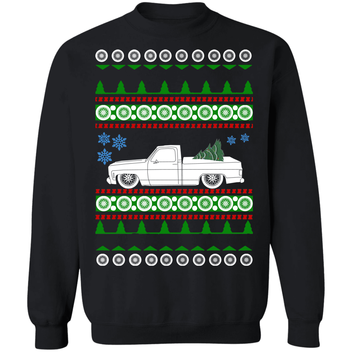 Chevy truck ugly christmas sweater c10 1977 slammed - Black / S